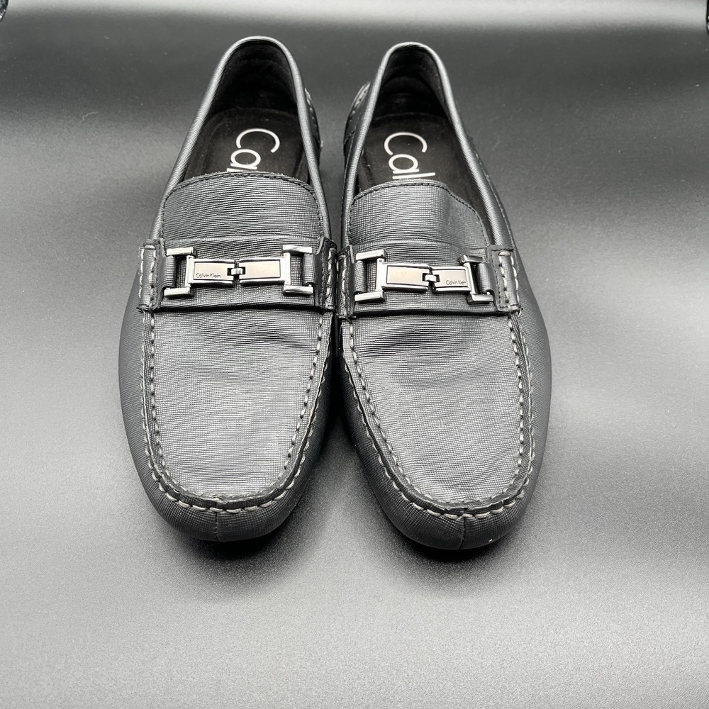 Calvin Klein Magnus 34F1517 Mens 10.5 Loafers Gray Leather Slip On Casual Shoes